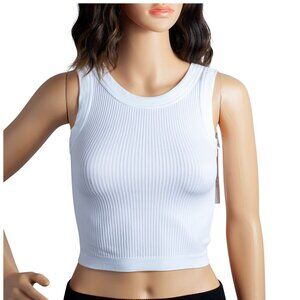 Out From Under White Ribbed Crop Tank Top XS/S Sleeveless Stretch Basic
